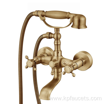 Rose Gold Handle Telephone Bathtub Shower Faucets